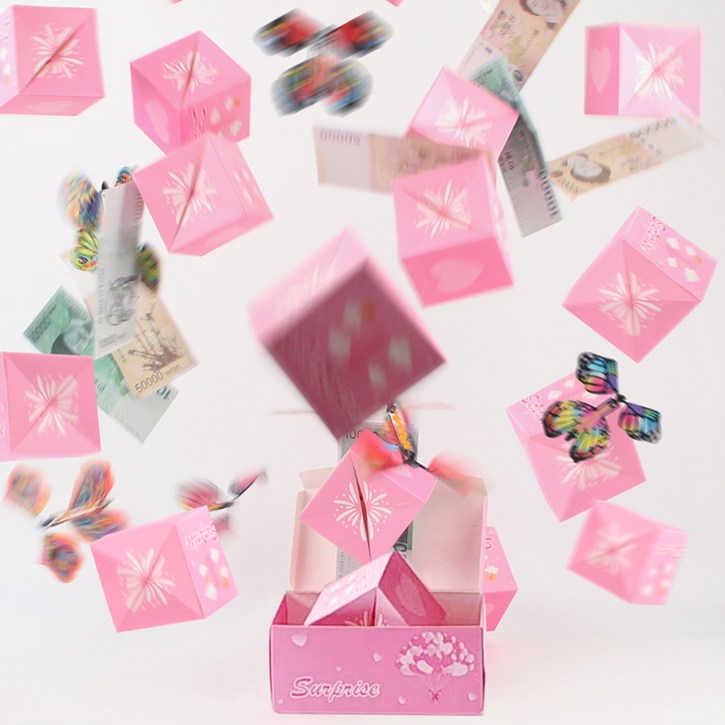 20개 세트 플라잉 나비 반전 용돈 박스 어버이날 돈벼락 깜짝 이벤트 생일 파티 기념일 돈박스 부모님 선물 상자 환갑 칠순 팔순 돈뽑는 돈상자