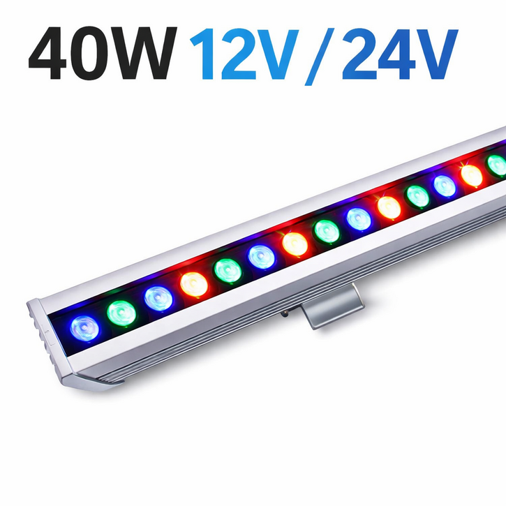 해아람 RGB B40 라인 컬러 LED 바투광기 12V 24V 40W DC 방수 IP67, 1개