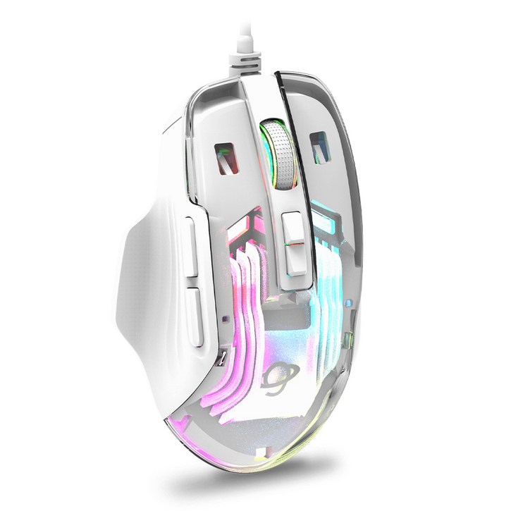 지클릭커 크리스탈 RGB 무소음 게이밍 마우스, GM-E9000, 혼합색상