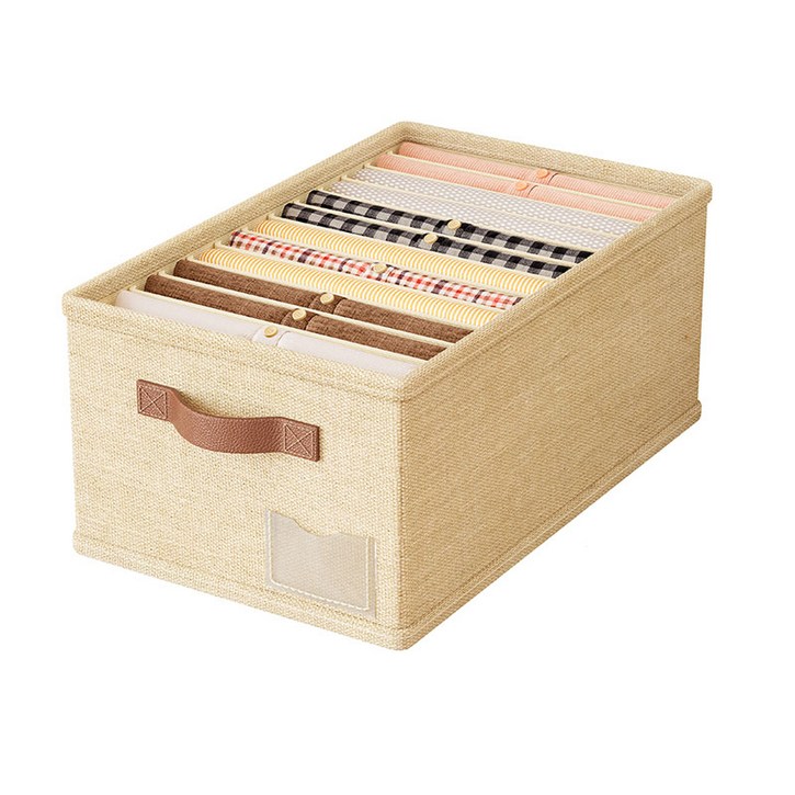 Zebeer 프리미엄 코튼 리넨 칸막이 수납함 정리함 2개, 2개, 아이보리