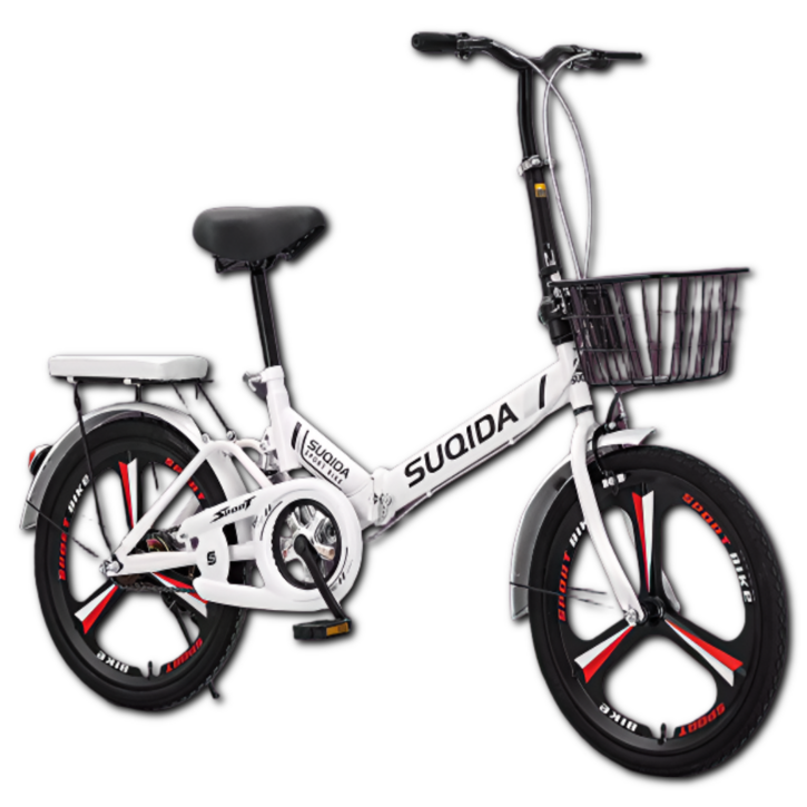 바이크TRA 가벼운 미니벨로 접이식 자전거 여성용 튼튼한 휴대용 출퇴근 폴딩 커플 16인치 20인치 22인치, 1개, 135cm, TRA화이트스포크휠싱글