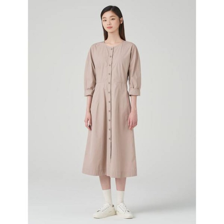 빈폴레이디스 23FW라운드넥 단추 포인트 코튼 원피스 베이지 BF3771U18A 115234