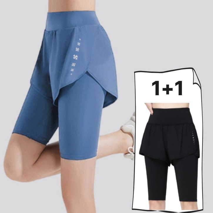 바레노 여성 5부 레깅스 일체형 2장세트