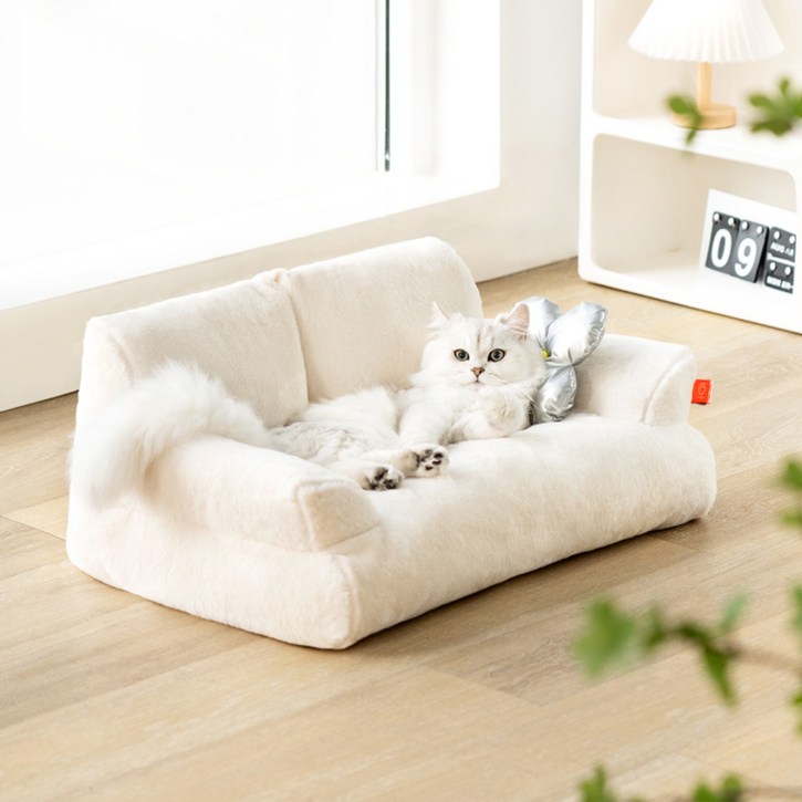 카무라라 고양이 강아지 구름소파 대형, 화이트, 1개