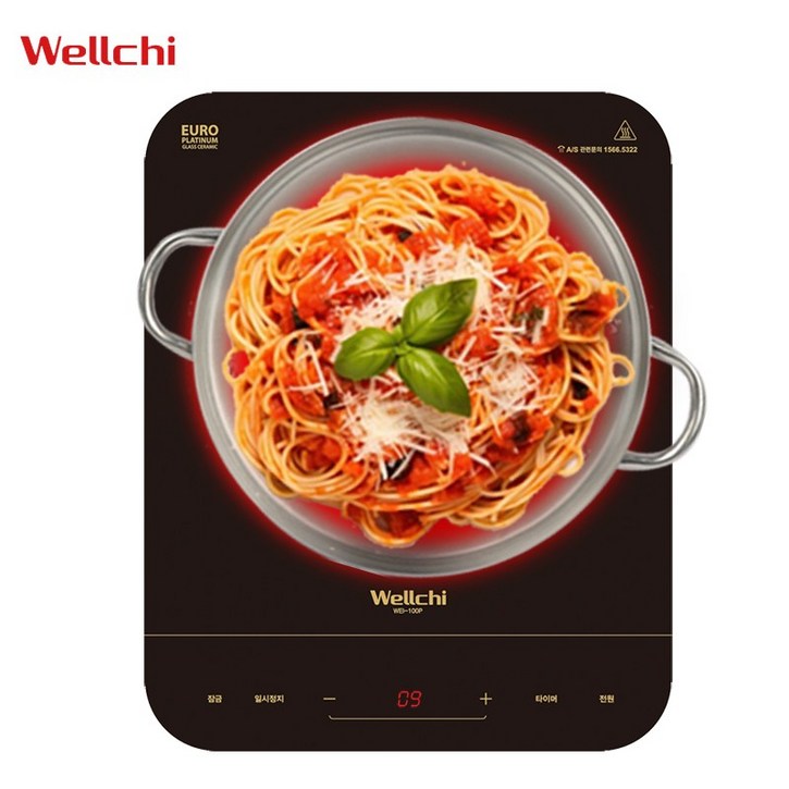 웰치 1구 인덕션 이동식 프리스탠딩 휴대용 전기레인지 전기렌지 캠핑 WEI-100PN
