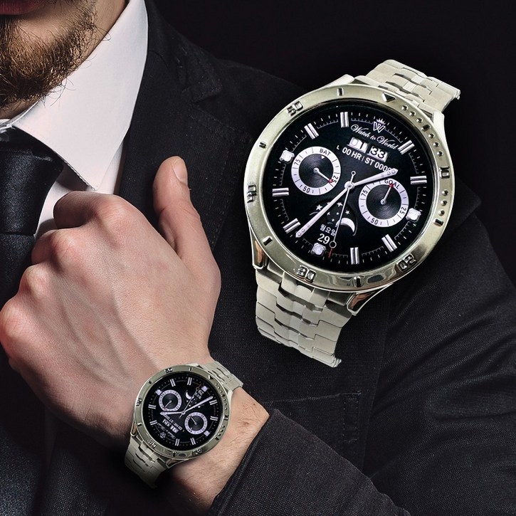 갤럭시 워치 7 호환 6 5 4 FE 날개형 메탈 아이코닉 프리미엄 스트랩 케이스 세트, 블랙, 1개