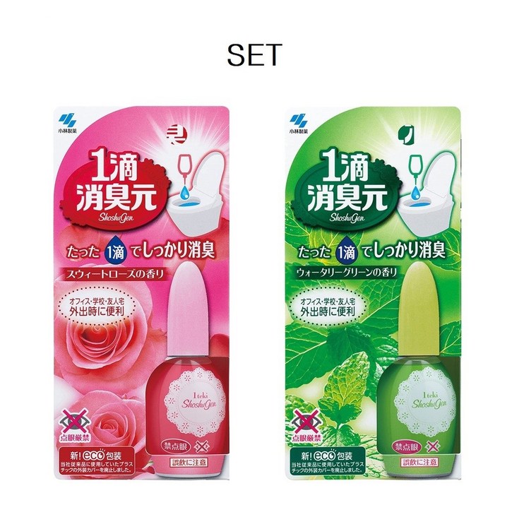 일본 고바야시 소슈겐 화장실 냄새제거 방향제 20ml 한방울 냄새제거 로즈향그린향 11세트