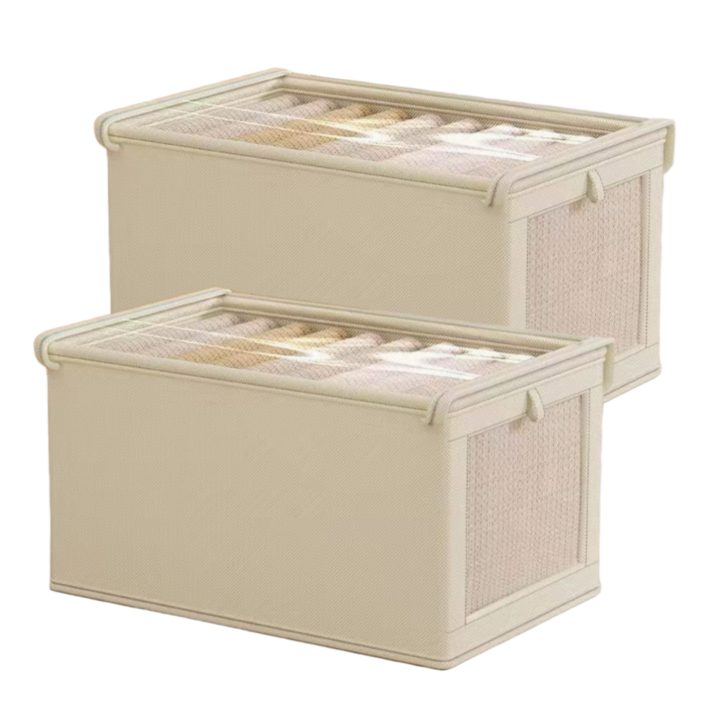 모드리움 속이 보이는 투명 커버 옷 정리 수납 정리함, 크림베이지, 6개