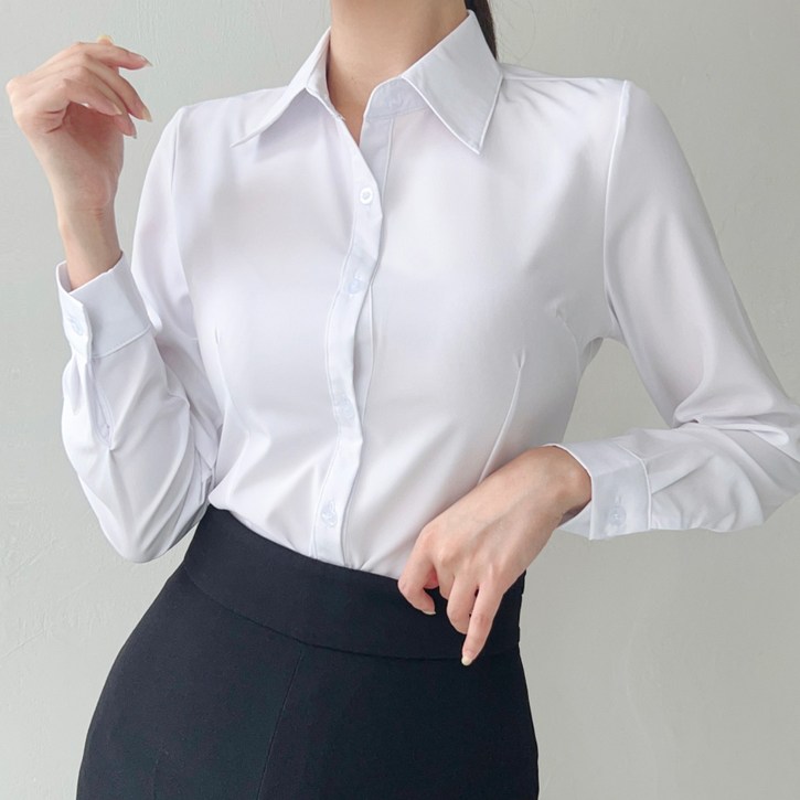 기본 면접 셔츠 유니폼 스판 남방 블라우스 긴팔