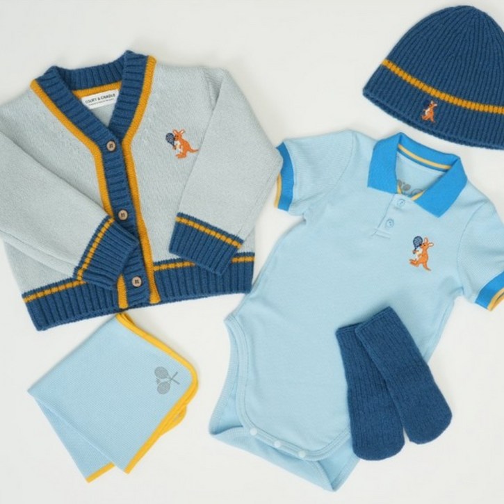 코트앤크래들 프리미엄 베이비 테니스룩 바디수트 가디건 5종 선물세트