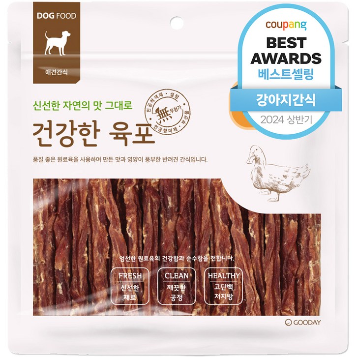굿데이 건강한 육포 오리가슴살 스틱 건조간식, 300g, 1개