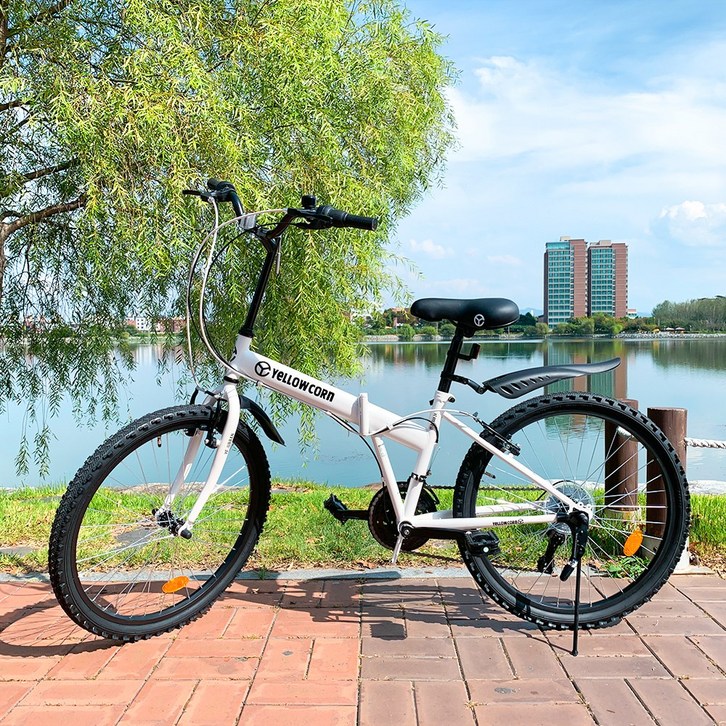 옐로우콘 21단 어반 MTB 접이식 자전거 85% 조립배송, 어반 화이트, 160cm