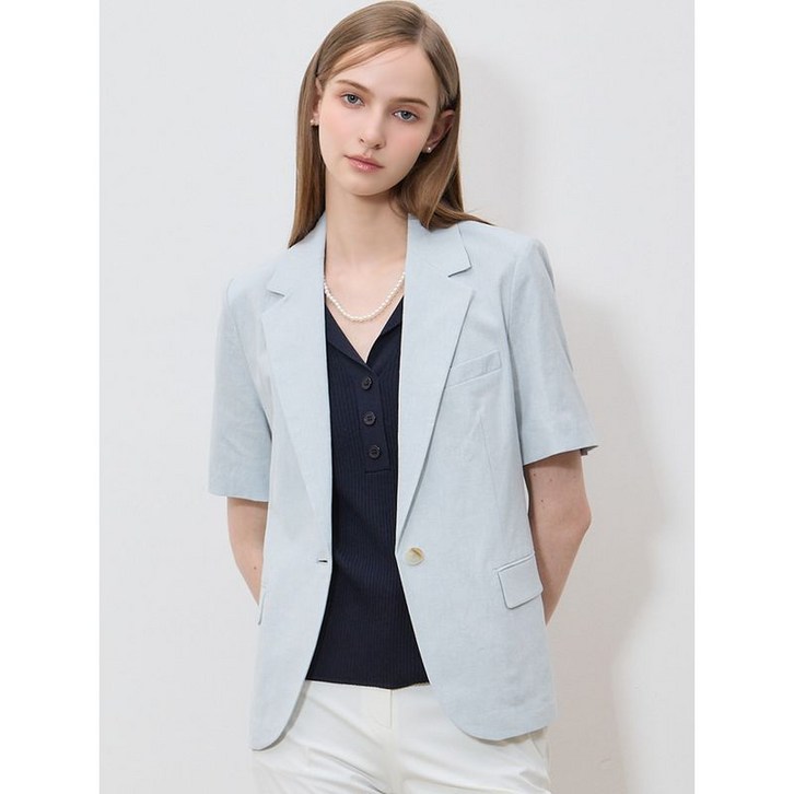 쉬즈미스 고퀄러티 린넨 블렌디드 반팔 자켓 택가격 398000원