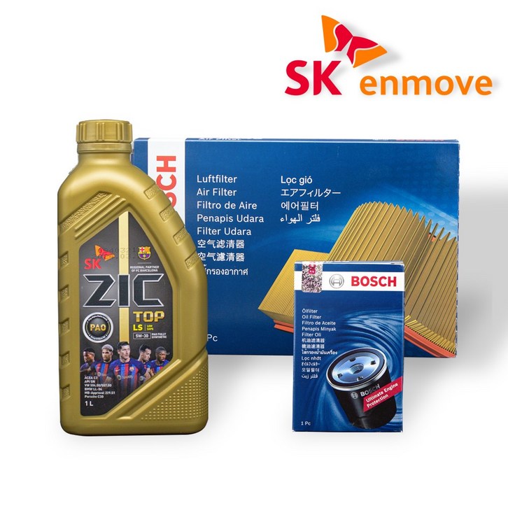 K8 2.5 가솔린 엔진오일 세트 지크 TOP LS 5W30 6L 보쉬 필터 A 3020 O 0367, 1개