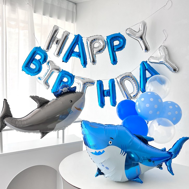 하피블리 상어 풍선 가랜드 생일 파티 용품 세트, 해적상어세트 - 쇼핑뉴스