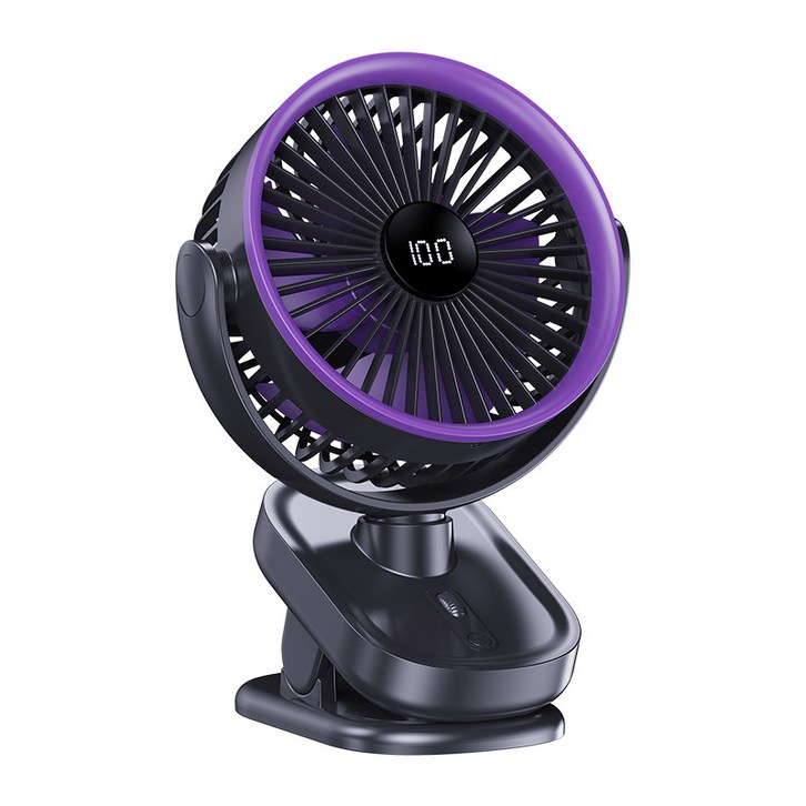 QUZO 휴대용 클립형 선풍기 자동회전 타이머 기능, 블랙