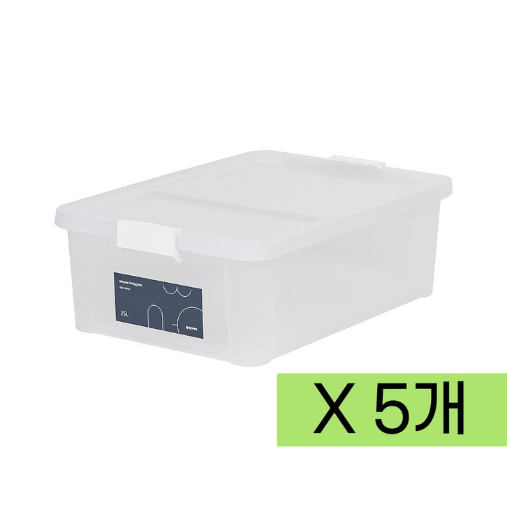 심플 스텝 리빙박스 25L x 1box 5개 화이트 반투명수납정리리빙박스플라스틱박스정리박스수납박스수납정리함, 5개