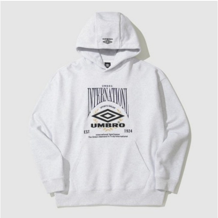 국내매장상품 UMBRO 엄브로 후드티 아카이브 클럽 그래픽 후디 화이트 멜란지 UO121CHD11 304589