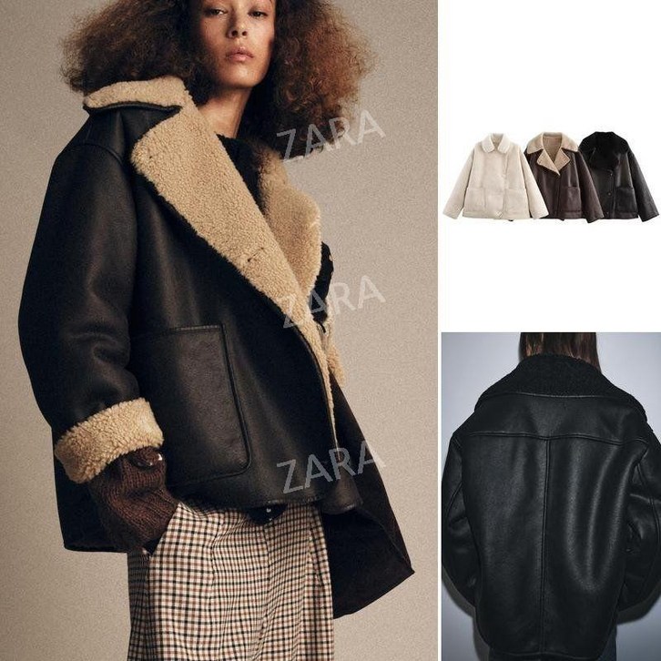자라 겨울 신상  양면 라펠 플리스 재킷  2025