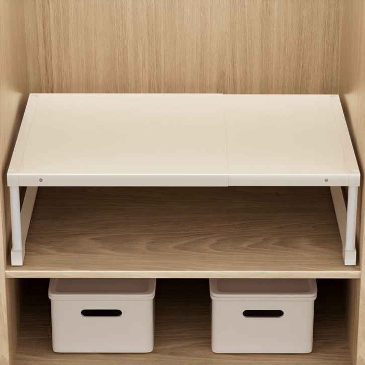 Shipshape 길이조절 레이어드 옷장 칸막이 신축성 있는 찬장 칸막이 선반 확장형 수납정리대