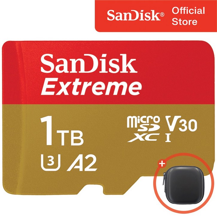샌디스크 익스트림 마이크로 SD 카드 메모리 케이스, 1TB, 1개 샌디스크 익스트림 마이크로 SD 카드 메모리 케이스, 1TB, 1개