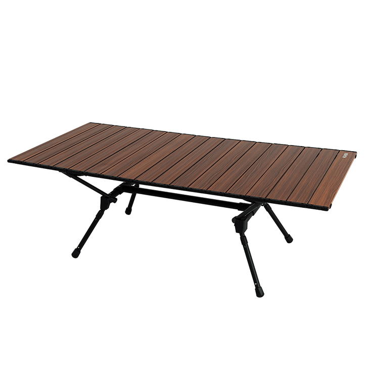 알래즈 캠핑테이블 알루미늄 롤 우드 블랙 캠핑용 접이식 3단 높이조절 좌식 테이블 HNLT