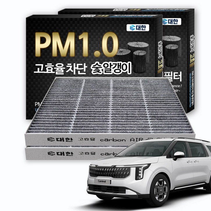 대한카필터 PM1.0 활성탄 에어컨필터, 2개, 카니발 4세대 KA4 전면필터 KC105