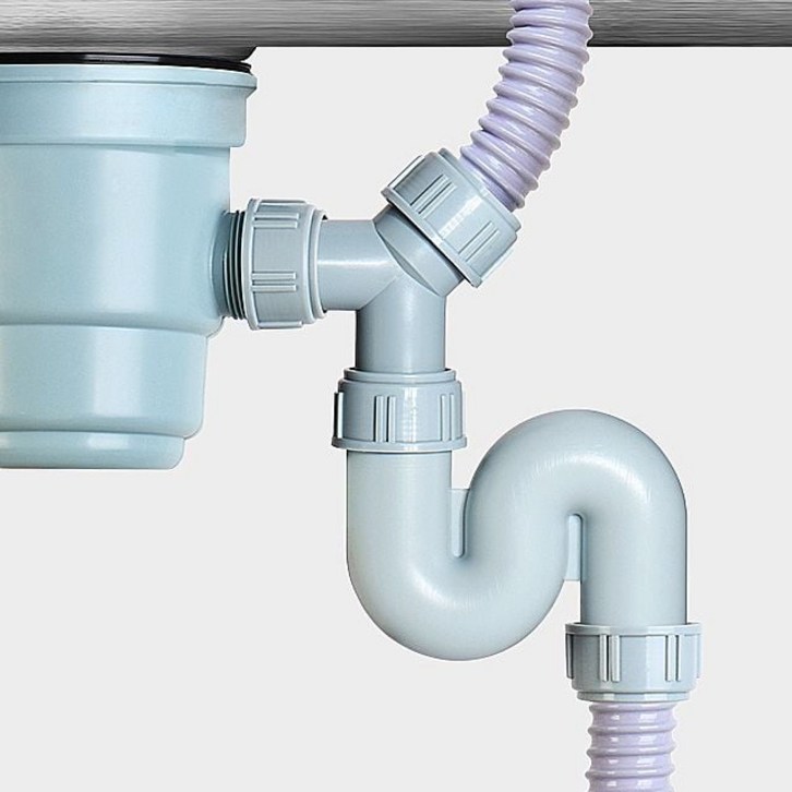 싱크s트랩 2구 싱크대하수구트랩 냄새차단 배수구악취sa00006