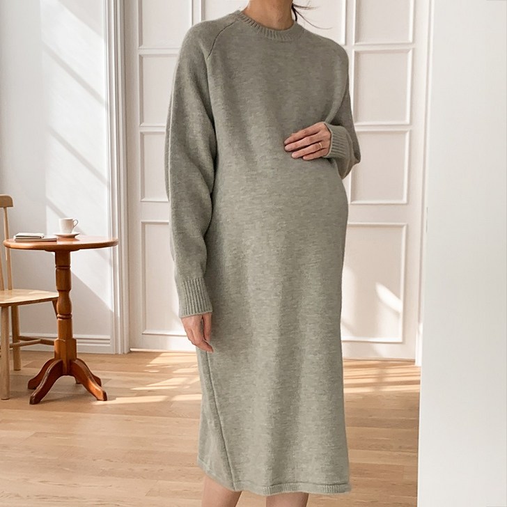 임산부 두꺼운 부들 니트 원피스 겨울 임부복 키작녀 키큰 출근룩 하객룩