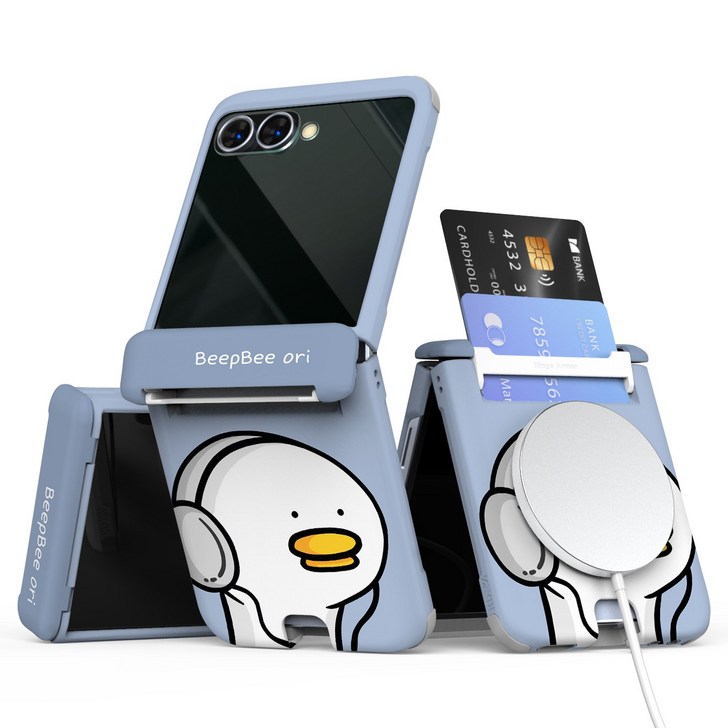 이디즌 갤럭시 Z플립 케이스 맥세이프 컬러 삐오리 귀여운 디자인 슬림 카드 2장 수납 힌지보호 충격방지 플립 7 지플립 6 5