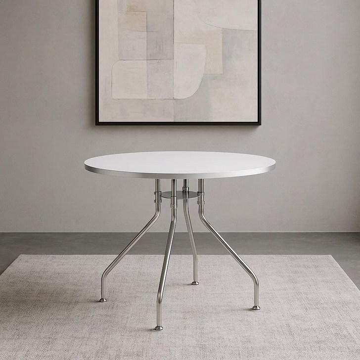 룬트 원형테이블 미드센츄리 모던 크롬 식탁 3size