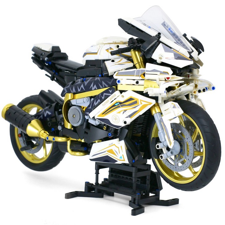 라푸유 황금빛 오토바이 모터사이클 MOC블록 테크닉바이크 인테리어 장식 주말생활 모형 성인용 중국테크닉 블록세트 L8025