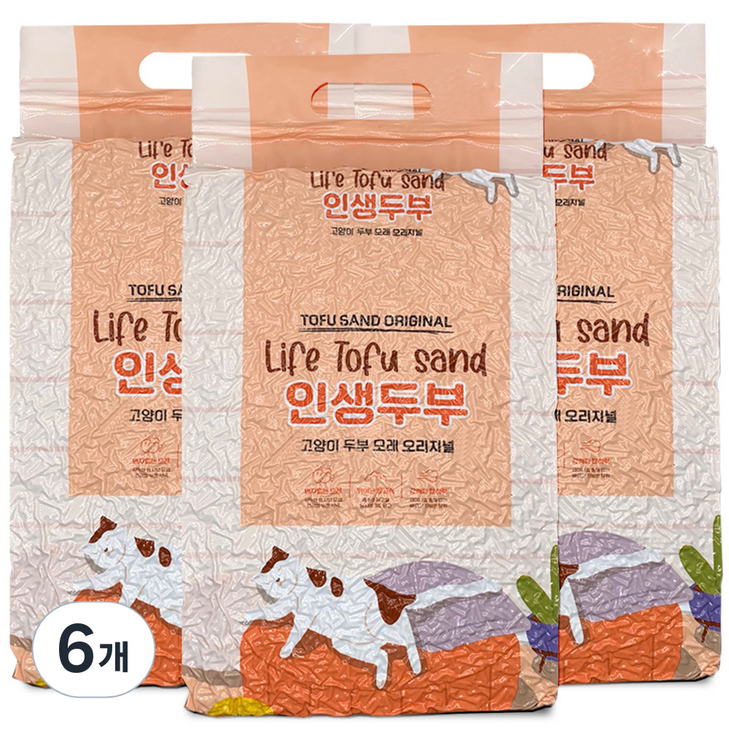 인생두부 오리지널 고양이 모래, 10L, 6개, 무향 인생두부 오리지널 고양이 모래, 10L, 6개, 무향