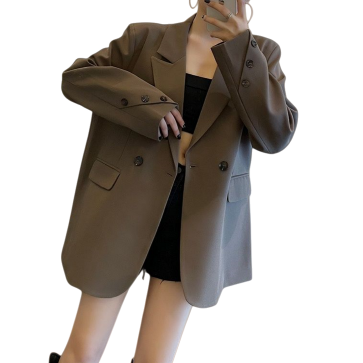 Makone 여성 봄 가을 코트 캐주얼 루즈핏 정장 자켓