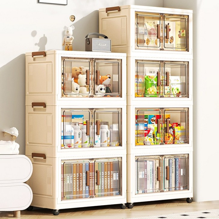 폴딩박스 리빙박스 폴딩 박스 접이식수납박스, 3개, 흰색