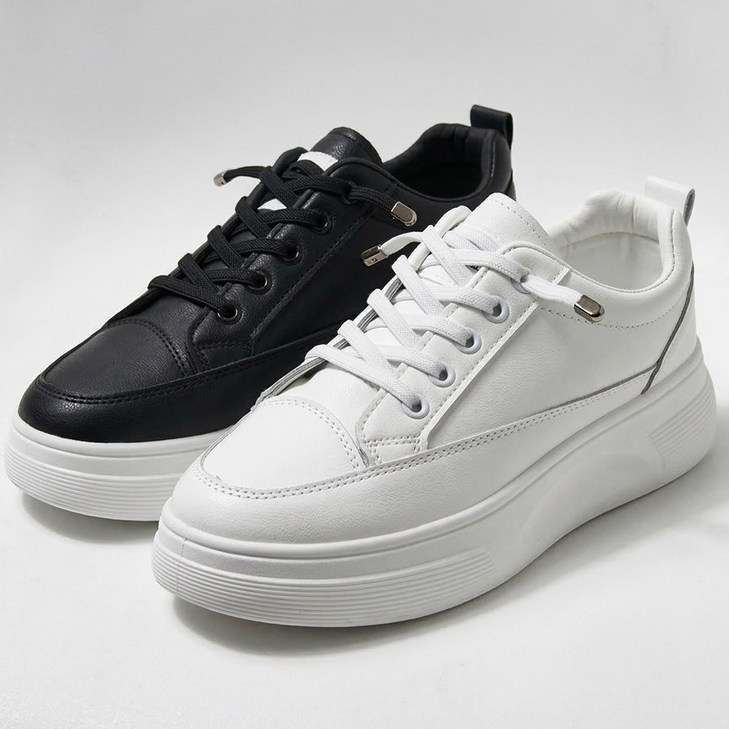 마이슈 발이편한 여성 키높이 스니커즈 운동화 생황방수 가죽 여자 워킹화