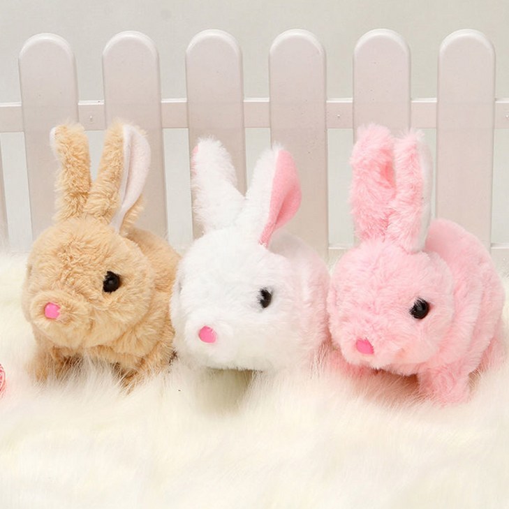 두리 토끼인형건전지포함 움직이는토끼인형 작동동물인형 장난감 완구완구인증전파인증, 화이트, 1개, 16cm