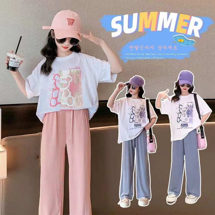 MODNEY 여아 초중학생 반팔긴바지 상하세트 MD004 MODNEY 여아 초중학생 반팔긴바지 상하세트 MD004
