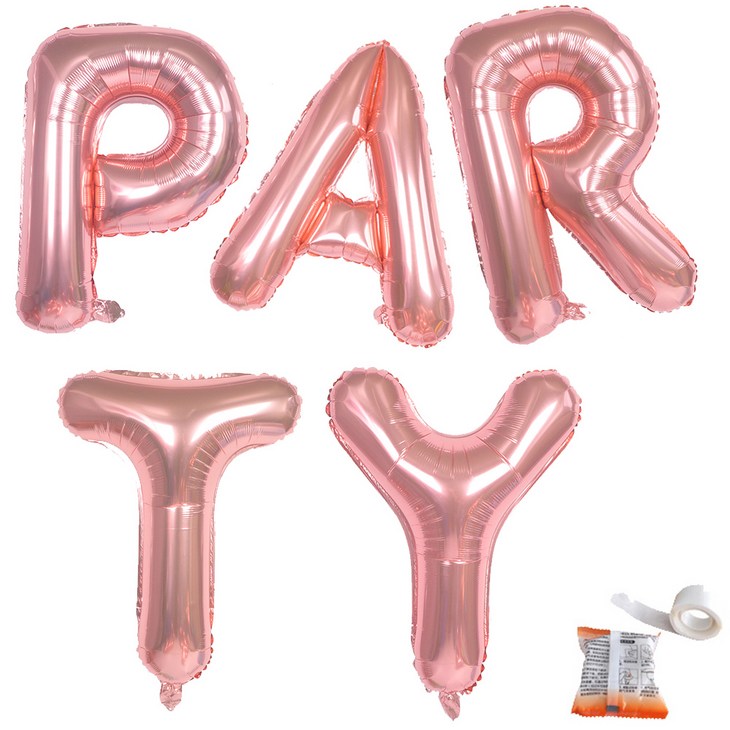 파티쇼 알파벳 은박 풍선 중형 P + A + R + T + Y + 글루닷 100p 세트