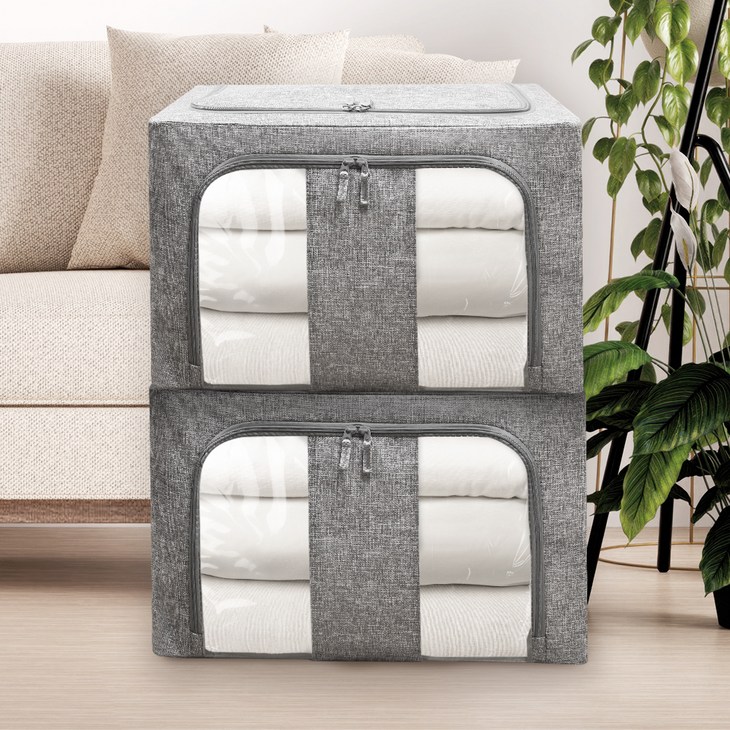 하비티 대형 패브릭 리빙박스, 그레이, 100L, 2개 하비티 대형 패브릭 리빙박스, 그레이, 100L, 2개