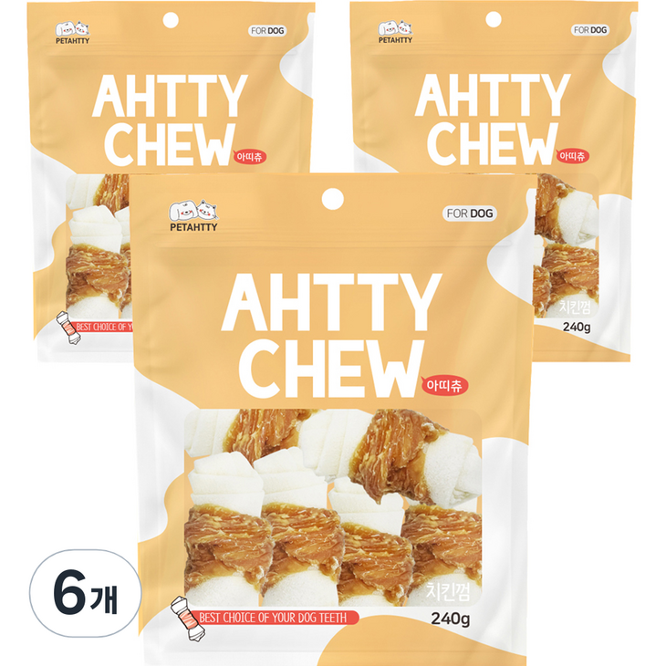 강아지 아띠츄 치킨우유껌 중형 240g, 치킨  우유 혼합맛, 6개
