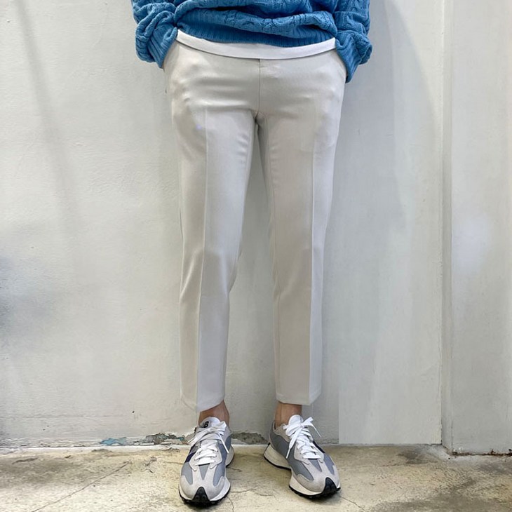 라운지21 남자 배이직 사계절 9부 스판 슬림핏 슬랙스