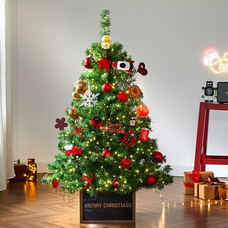 120cm 크리스마스 트리 장식 지네 전구 곰인형 풀세트, 상세 설명 참조