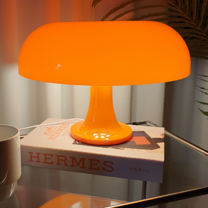 10단계 밝기조절 LED 머쉬품 조명 오렌지 버섯 인테리어 스탠드 무드등 단스탠드 수유등, 화이트