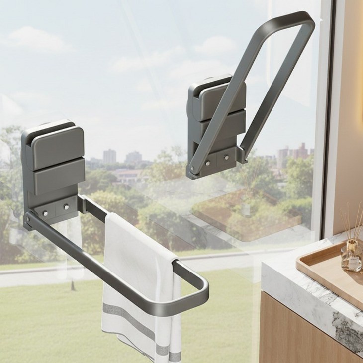 숨또 무타공 흡착식 다용도 옷걸이 욕실 화장실 세탁실 수건걸이, 1개, 다크크레이