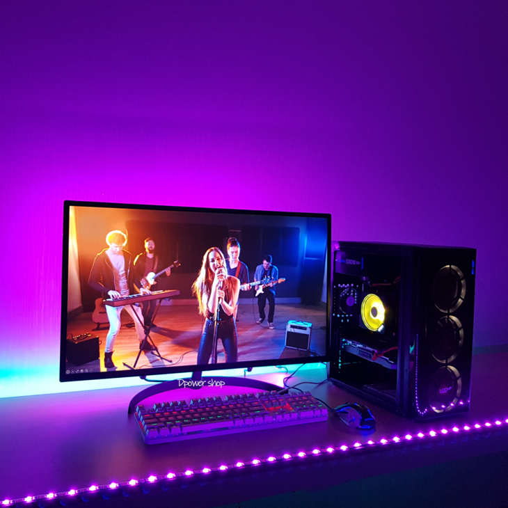 디파워샵 오드 LED 스트립 15색 인테리어 무드등 붙이는 간접 조명 RGB LED바 사이즈 0.5m 1.5m 2.0m 컴퓨터 PC방 백 라이트 리모컨 줄조명 틱톡 유튜브, LED 2.0m