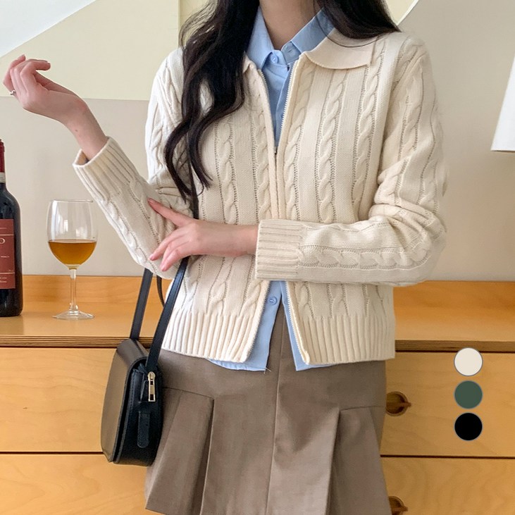 베러스윗 꽈배기 카라 투웨이 니트 집업 베러스윗 꽈배기 카라 투웨이 니트 집업