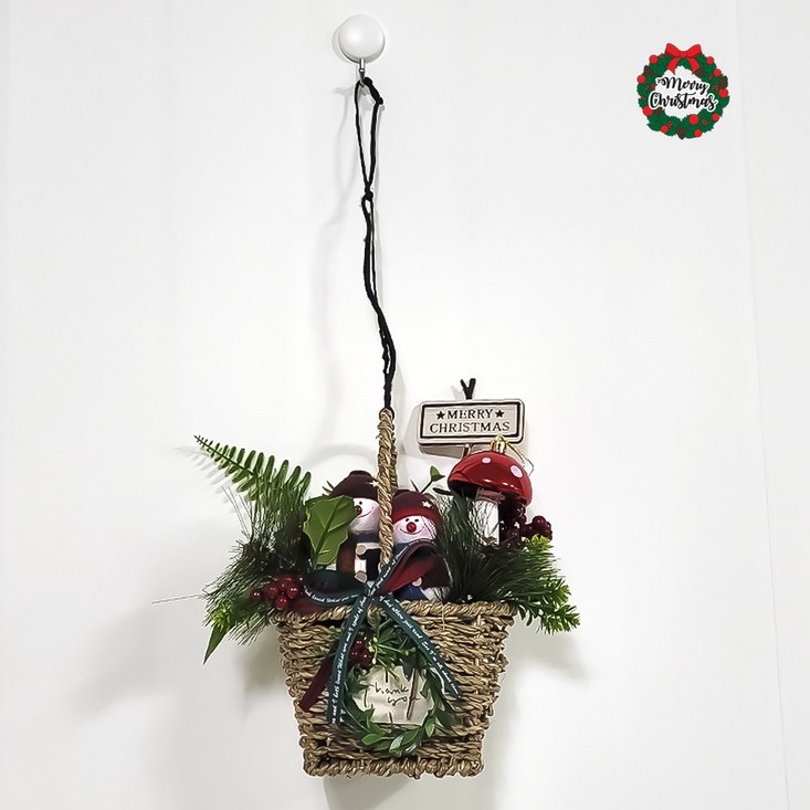 엔초바구니 눈사람 크리스마스 인테리어 장식 건전지형,오너먼트,크리스마스트리,장식,크리스마스리스,, 단품