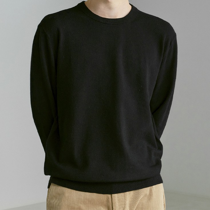 210에디트 남녀공용 캐시미어 블렌디드 라운드넥 니트 ZZ5SW010