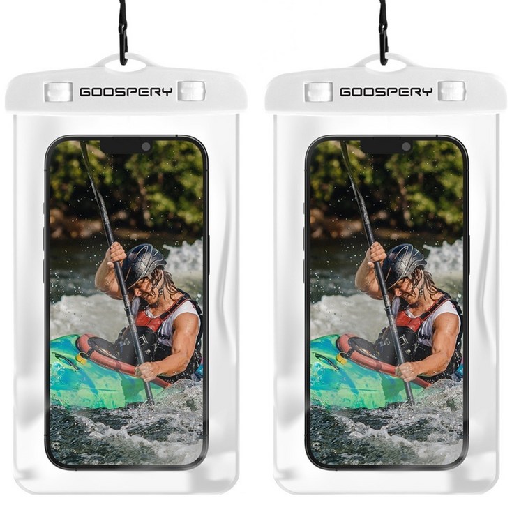 구스페리 컬러 물놀이 휴대폰 방수팩, 화이트, 2개